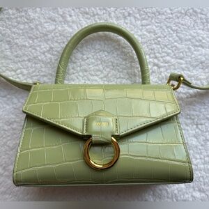 JW PEI Green Stella Top Handle Bag Croc-Embossed with removable crossbody strap
